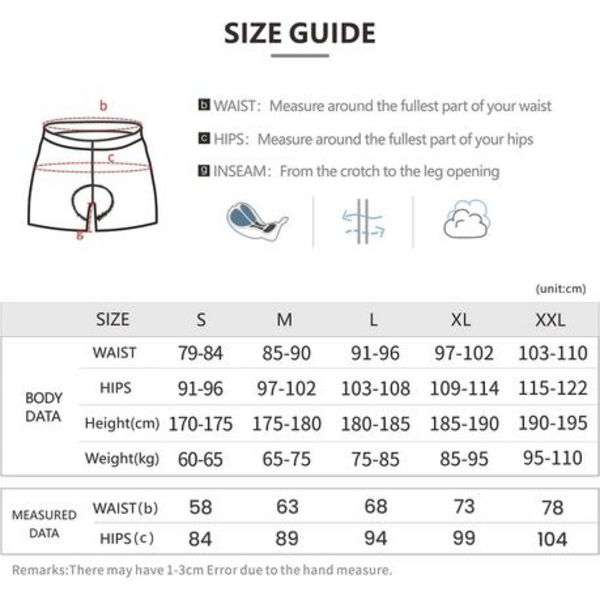 ARSUXEO Mens Cycling Underwear/Undershorts (9D-Gel Pad-Moisture Management)