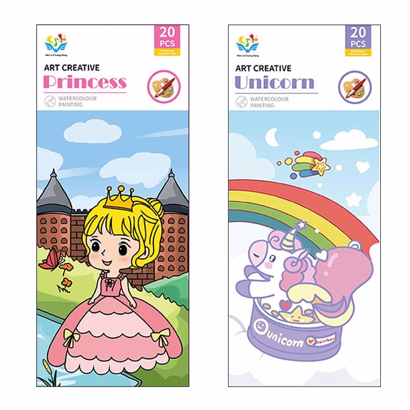 2x Pocket Water Paint Colouring Books with Paintbrush & Paint - Image 2