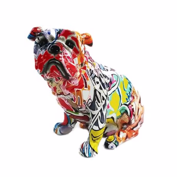 English Bulldog Resin Ornament - Graffiti - 17.5x20x14cm