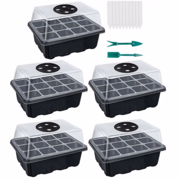 5 Pack Seed Starter Tray Kit with Humidity Control Vents
