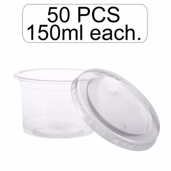 Clear Plastic Containers with Lids - 50 Pack - 150ml - Image 2