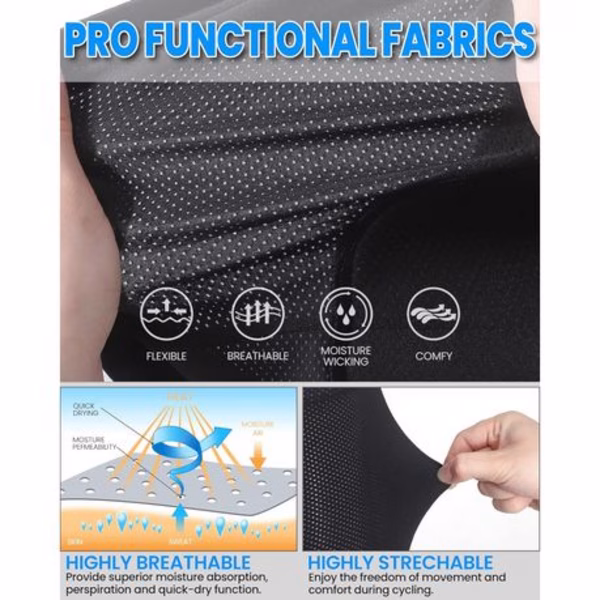 ARSUXEO Mens Cycling Underwear/Undershorts (9D-Gel Pad-Moisture Management) - Image 5