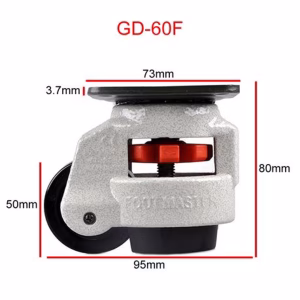 GD-60F Heavy-Duty Caster Wheels with Retractable Foot Pad-4 Pack-125kg Each