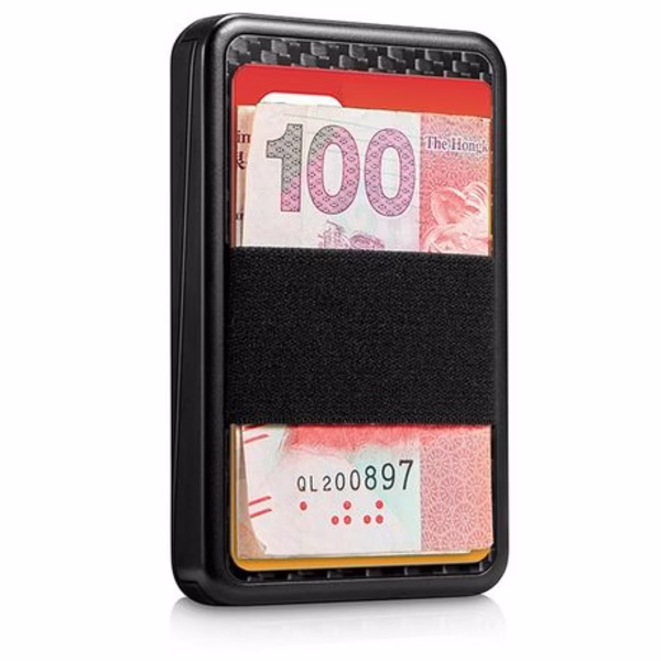 New-Bring Aluminum Sliding Card Holder - RFID Blocking (Black & Carbon) - Image 3