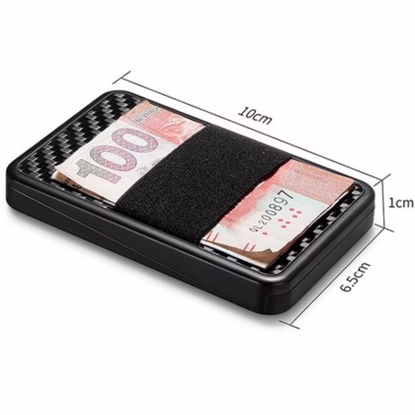 New-Bring Aluminum Sliding Card Holder - RFID Blocking (Black & Carbon) - Image 2