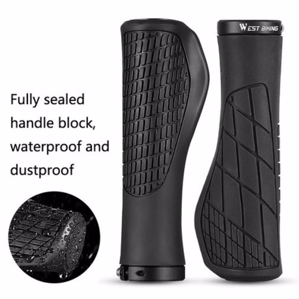 West Biking Semi-Ergonomic Lock-On Grips (Black) - Image 4