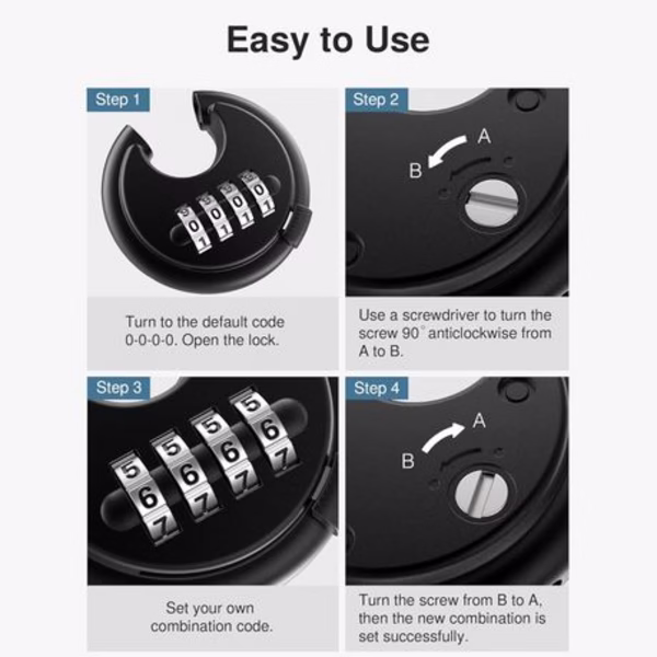 Weatherproof Discus 4-Digit Combination Padlock - 70mm - Image 2