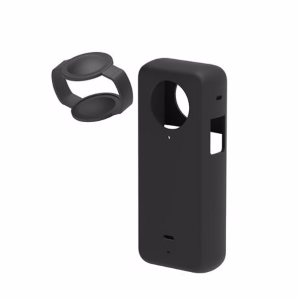 PULUZ Silicone Protective Cover with Lens Cover for Insta360 X3 - Black - Image 3