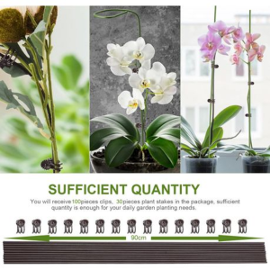 30 Plastic Coated Orchid Stakes(90cm) & 100 Clips - Image 4