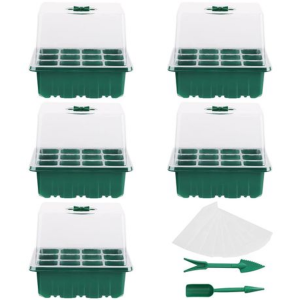 5 Pack - High Dome Seed Starter Tray Kit with Humidity Control Vents