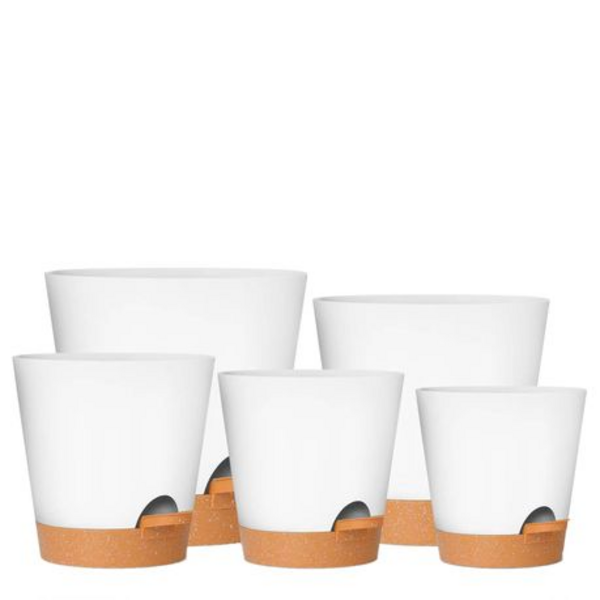 5-Piece Self-Watering Plant Pot Set- 12.7-17.8cm - Detachable Watering Tray - Image 6