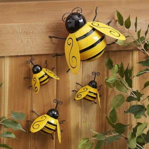 4 Piece Metal Bumble Bee Garden Ornaments - Image 2