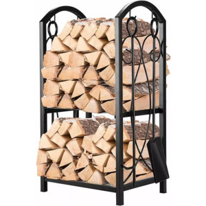 Designer Log Holder With 4 Piece Fireplace Toolset - Image 3