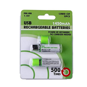 2-Pack USB Rechargeable AA Batteries (1.2V 1450mAh) - Image 2