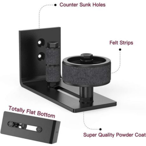 Adjustable Sliding Barn Door Floor Guide - Felt-Lined Roller & Post (Black) - Image 4
