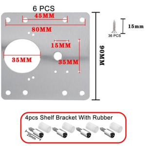6 Piece Cupboard Hinge Repair Plates with 4 Piece Shelf Support Screws - Image 2