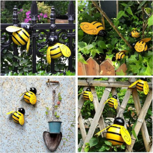 4 Piece Metal Bumble Bee Garden Ornaments - Image 3