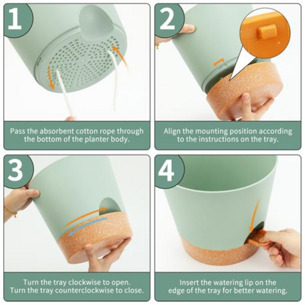 3PCS Self-Watering Planters with Removable Drainage Tray - 25cm, 23cm, 20cm