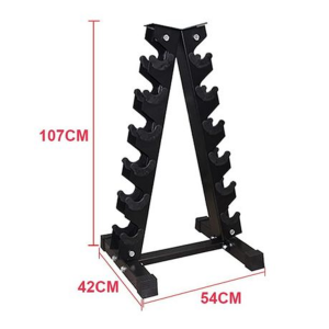 6 Tier Dumbbell Rack - 107cm A-Frame - Black - Image 2