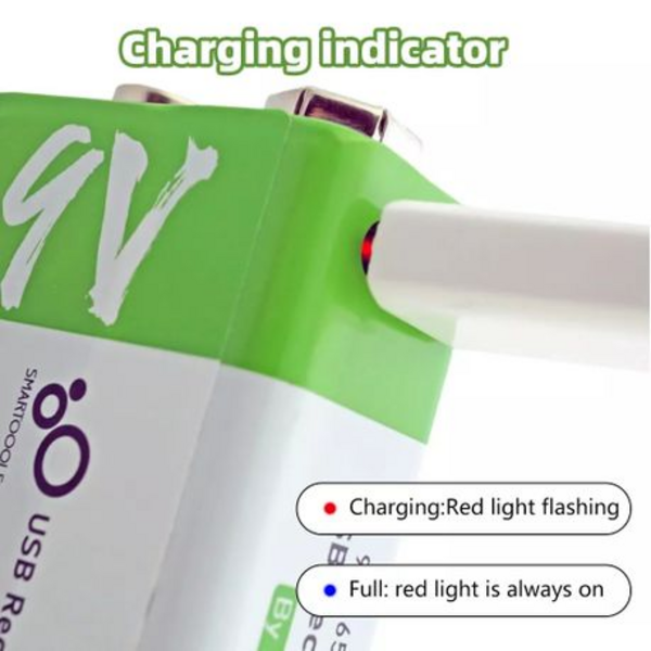 SMARTOOLS 9V USB Rechargeable Lithium Battery - 650mAh with Type-C Cable - Image 7