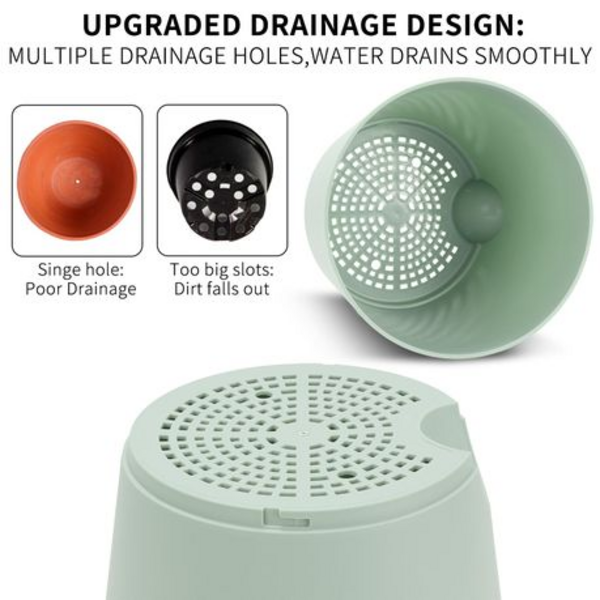 3PCS Self-Watering Planters with Removable Drainage Tray - 25cm, 23cm, 20cm - Image 7