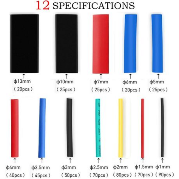 560pc Heat Shrink Tubing with 50pc Heat Shrink Solder Butt Connectors - Image 3