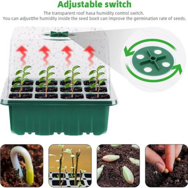 5 Pack - High Dome Seed Starter Tray Kit with Humidity Control Vents - Image 5