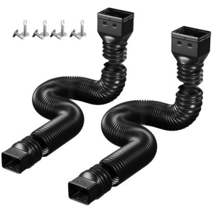 2 Pack Gutter Downspout Extensions (Black) with Screws