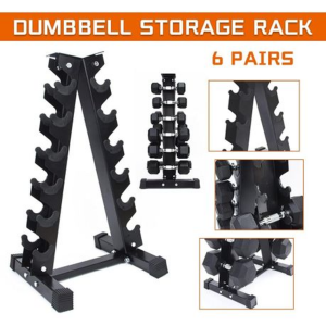 6 Tier Dumbbell Rack - 107cm A-Frame - Black - Image 7