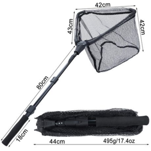 Telescopic Rubber Coated Landing Net (Foldable) - Black - Image 5
