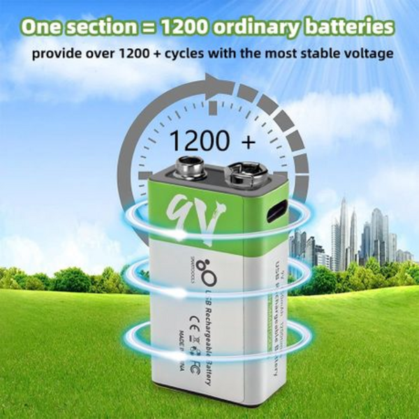 SMARTOOLS 9V USB Rechargeable Lithium Battery - 650mAh with Type-C Cable - Image 10