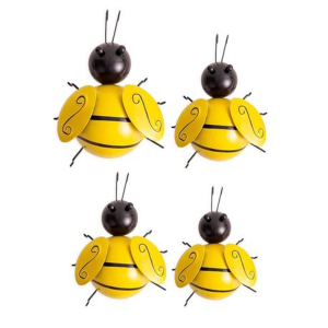 4 Piece Metal Bumble Bee Garden Ornaments