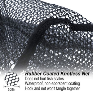 Telescopic Rubber Coated Landing Net (Foldable) - Black - Image 3