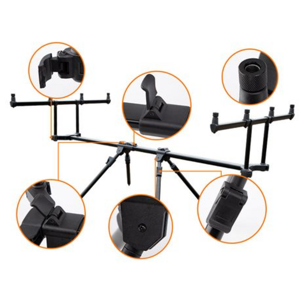 Pro Adjustable Carp Fishing 4-Rod Pod With Bag - Image 3