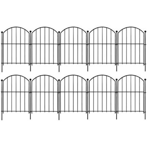 10-Piece Decorative Garden Border Fence - 3m Total Length, 43cm High, Metal
