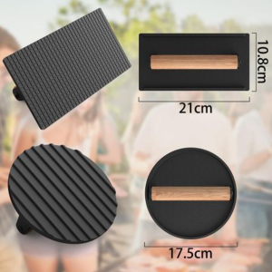 2 Pack Cast Iron Smashing Burger Press Set-Round and Rectangle - Image 5