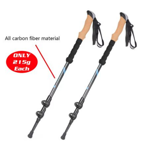 2pcs KODENOR Carbon Fibre Trekking/Walking Poles with Cork Handles & Bag - Image 4