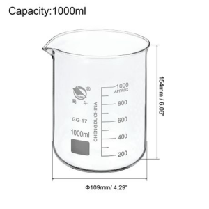 Shuniu - Borosilicate Beaker Set - 250ml + 500ml + 1000ml - GG-17 - Image 2