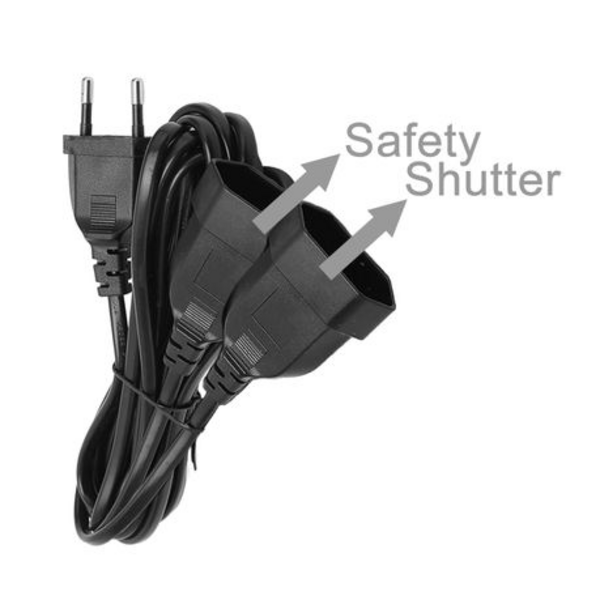1.8m Euro 2-Pin Extension Cable - 1 Male to 2 Female (Safety Shutters) - Image 2