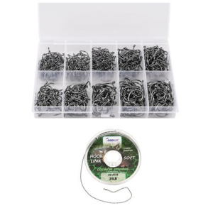 500 Pieces Fishing Hooks with 20m 35LB Hook Link