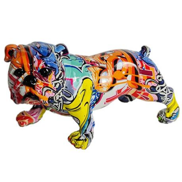 English Bulldog Resin Ornament - Graffiti - (14x25x12cm)