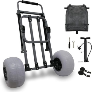 Collapsible Beach Trolley Cart with Tie-Down Straps, Pump & Mesh Bag. - Image 2