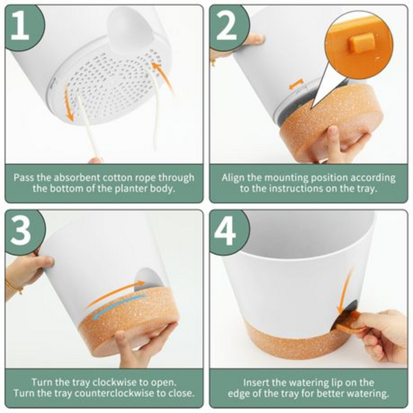 3PCS Self-Watering Planters with Removable Drainage Tray - 25cm, 23cm, 20cm - Image 15