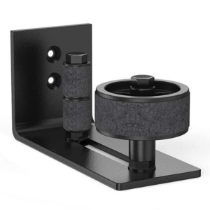 Adjustable Sliding Barn Door Floor Guide - Felt-Lined Roller & Post (Black)