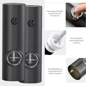 Adjustable Spice And Salt Electric Pepper Grinder - 2 Pieces
