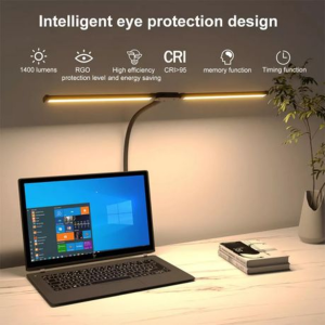 Flexible Double Head USB Desk Clamp LED Lamp - 3 Colour Modes, Dimmable - Image 3