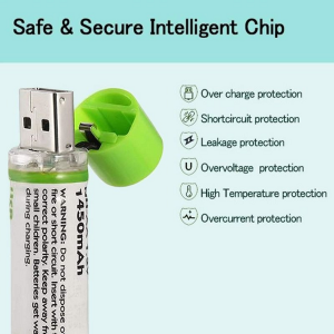 2-Pack USB Rechargeable AA Batteries (1.2V 1450mAh) - Image 3
