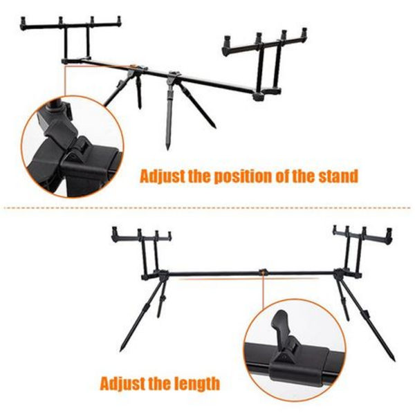 Pro Adjustable Carp Fishing 4-Rod Pod With Bag - Image 4