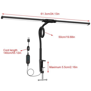 Flexible Double Head USB Desk Clamp LED Lamp - 3 Colour Modes, Dimmable - Image 5