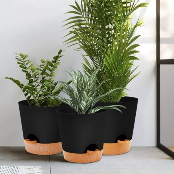 3PCS Self-Watering Planters with Removable Drainage Tray - 25cm, 23cm, 20cm - Image 13